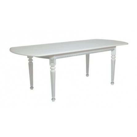 Стол овальный "Милорд-170" (90х170х220 / белый/патина серебро)