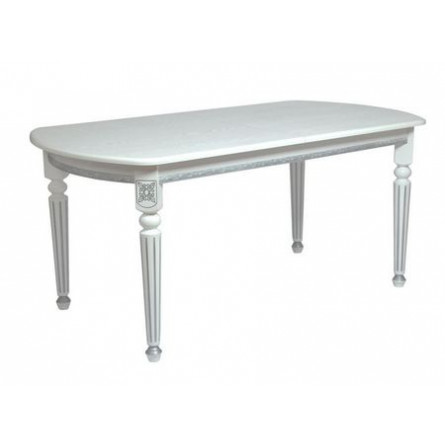 Стол овальный "Милорд-170" (90х170х220 / белый/патина серебро)