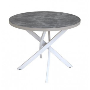 Стол круглый "Шип-32" ноги белые (пластикТерра графит 1426/ЛДСП 32 мм/кромка серый)