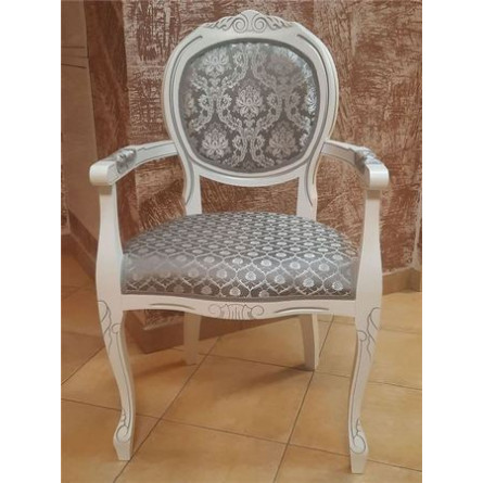 Стул "Милорд №12" (Белый + патина серебро/ткань Yara 149/1 Yara diamond 149/1)