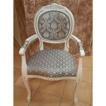 Стул "Милорд №12" (Белый + патина серебро/ткань Yara 149/1 Yara diamond 149/1)