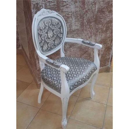 Стул "Милорд №12" (Белый + патина серебро/ткань Yara 149/1 Yara diamond 149/1)