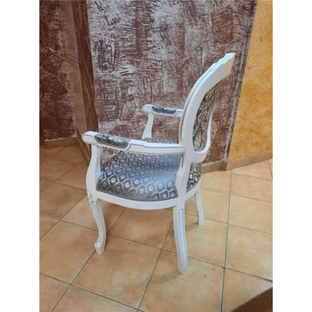 Стул "Милорд №12" (Белый + патина серебро/ткань Yara 149/1 Yara diamond 149/1)