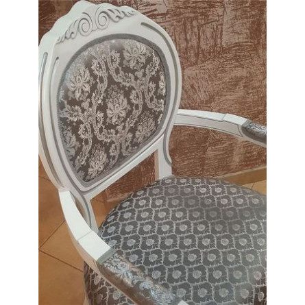 Стул "Милорд №12" (Белый + патина серебро/ткань Yara 149/1 Yara diamond 149/1)