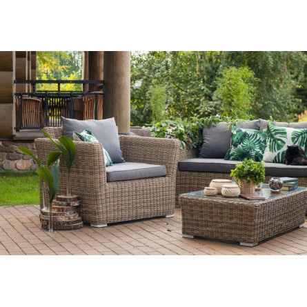 "Капучино" журнальный столик из искусственного ротанга, цвет соломенный