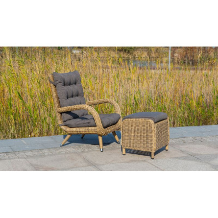 "Толедо" кресло плетеное с подушками, цвет соломенный