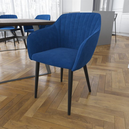 Стул Шандон /Металл Черный муар RAL 9005/ТканьVelutto 26,сапфир