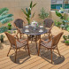 Обеденная группа из искусственного ротанга стол Феникс д.90 + 4 кресла Бамбук-1 арт.1027/2001-4