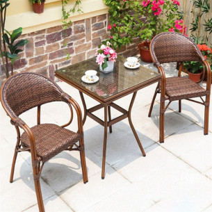 Кофейный набор Стол квадратный из искусственного ротанга 70х70 БАМБУК "BAMBOO" + 2 Кресел БАМБУК-2 "BAMBOO-2"