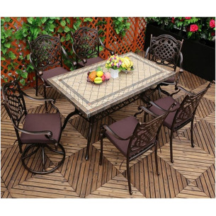 Обеденная группа из литого алюминия Стол с керамикой ДИМИКС "DIMIX" 160х90 арт.6115 + 4 кресла ГЕРЛЕН "GERLEN" арт.6025 + 2 кре