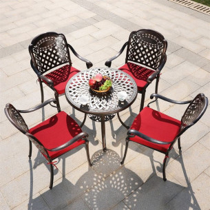 Комплект мебели из литого алюминия стол круглый СОРРЕНТО "SORRENTO" D78 + 4 кресла ВУЛКАН-2 "VOLCANO-2"