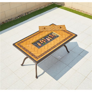 Стол прямоугольный с барбекю из литого алюминия БАРБЕКЮ-1 "BBQ-1" 151х94 арт.6139