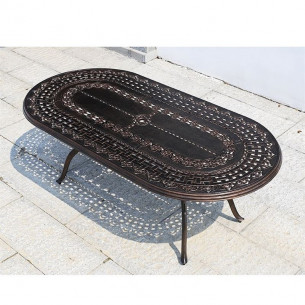 Стол овальный из литого алюминия ВУЛКАН "VOLCANO" 210x105 арт.6122