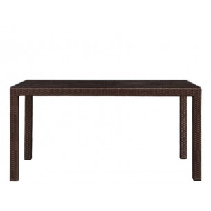 Стол из искусственного ротанга на металлическом каркасе СЕУЛ "SEOUL" 151х81 Dark brown арт.75745