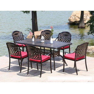 Обеденная группа из литого алюминия стол Вулкан-2(175х90) + 6 кресел Вулкан-2 (7 предметов)