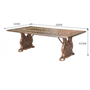 Стол из литого алюминия САНДАЛОВОЕ ДЕРЕВО "SANDALWOOD" 110х210