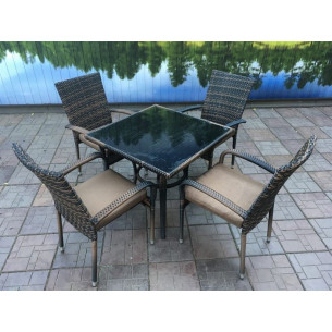 Обеденная группа из искусственного ротанга стол Греция “GREECE” + 4 кресла Сантос “SANTOS”