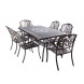 Обеденная группа из литого алюминия стол ВУЛКАН + 6 кресел ФЕНИКС