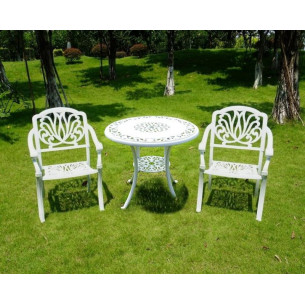 Обеденная группа из литого алюминия стол ВИНТАЖ "VINTAGE" D80 арт.6065 + 2 кресла Феникс "FENIX" арт.1028