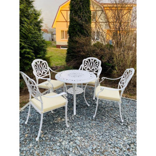 Обеденная группа из литого алюминия стол ВИНТАЖ "VINTAGE" D80 арт.6065 + 4 кресла Феникс "FENIX" арт.1028 bronze-4