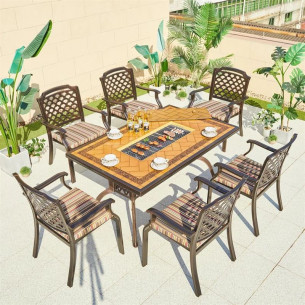 Обеденный комплект из литого алюминия стол Барбекю-1 (151