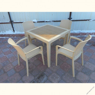 Обеденная группа для кафе под ротанг Невада с декором