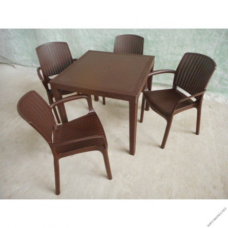 Обеденная группа для кафе под ротанг Невада с декором
