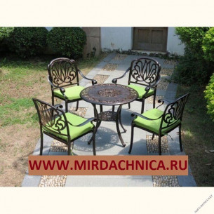 Обеденная группа из литого алюминия стол ВИНТАЖ "VINTAGE" D80 арт.6065 + 4 кресла Феникс "FENIX" арт.1028 bronze-4