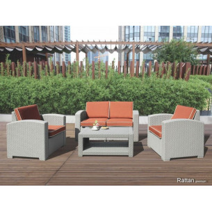 Комплект мебели Rattan Premium 4, СЕРЫЙ (диван, 2 кресла, стол)