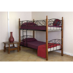 Двухъярусная кровать Глэдис - DD (90х200) Темный орех/черный металл