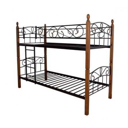 Двухъярусная кровать Глэдис - DD (90х200) Темный орех/черный металл