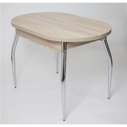 Стол Универсальный (ЛДСП 32 мм/Дуб сонома/кромка+царги дуб сонома/ноги хром Элегант)