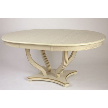 Стол круглый "Милорд-120" (Милорд-120 стол круглый (120х170/ слоновая кость 1013/патина золото)