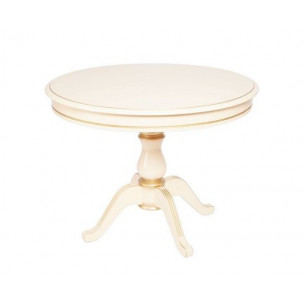 Стол "Фабрицио-1" раздвижной (D 1000 / Цвет дерева: Тон 10 Слоновая кость RAL 1015 + патина золото)