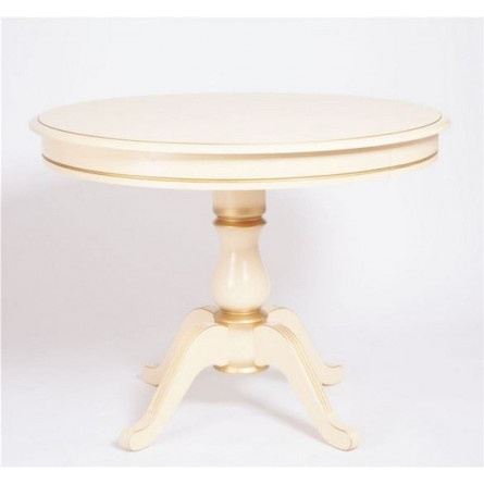 Стол "Фабрицио-1" раздвижной (D 1000 / Цвет дерева: Тон 10 Слоновая кость RAL 1015 + патина золото)