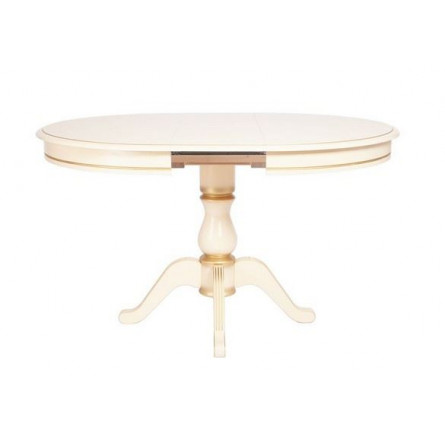 Стол "Фабрицио-1" раздвижной (D 1000 / Цвет дерева: Тон 10 Слоновая кость RAL 1015 + патина золото)