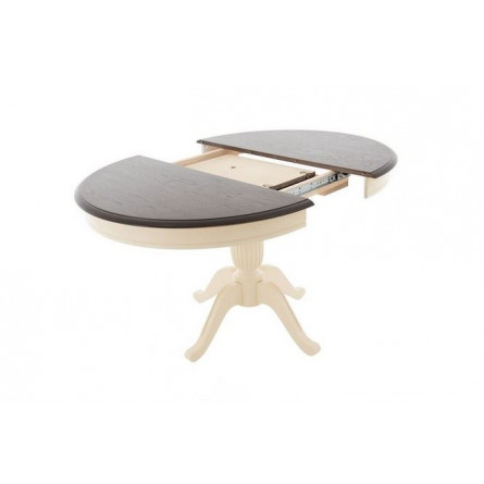 Стол "Леонардо-1 Комби" раздвижной (D 1000 / Тон 7 Темный орех/Тон 10 Слоновая кость R1015)