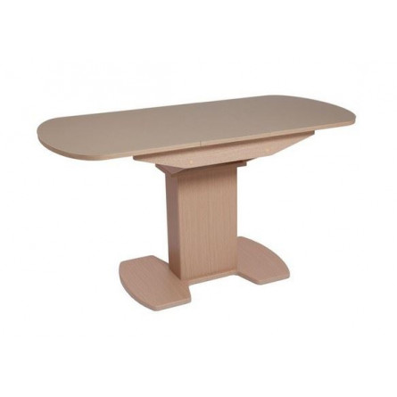 Стол "Корсика 110 " (110/141,5 х 70/стекло MATTE каппучино/пленка Дуб выбеленный/ЛДСП Дуб выбеленный)