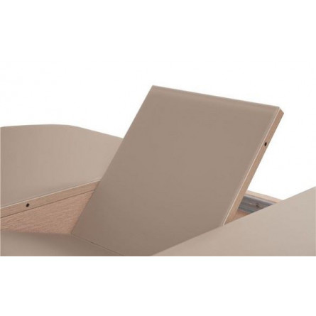 Стол "Корсика 110 " (110/141,5 х 70/стекло MATTE каппучино/пленка Дуб выбеленный/ЛДСП Дуб выбеленный)