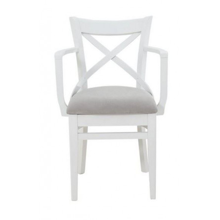 Кресло полумягкое "Соло" венское (Тон 9 Эмаль белая / ткань:Вивальди 06)