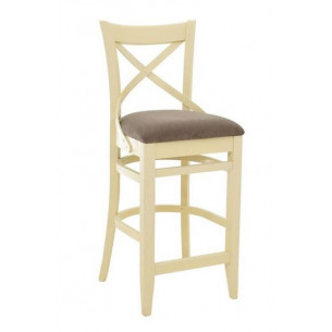 Стул полубарный с мягким сиденьем "Соло" венский (Тон 10 Слоновая кость RAL 1015 / ткань :Бренди латте)