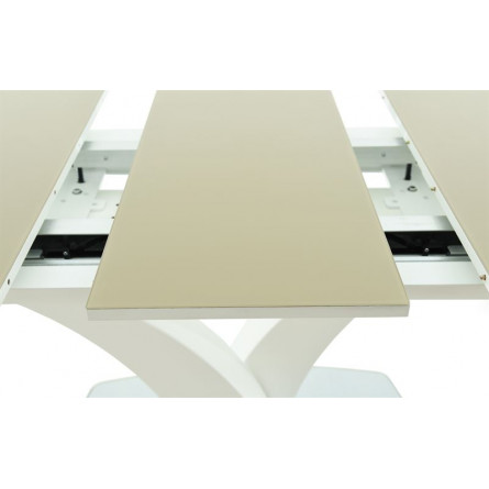 Стол Нотр Дам, ПМ, МДФ, Стекло, Белый/Капучино, Вставка 400