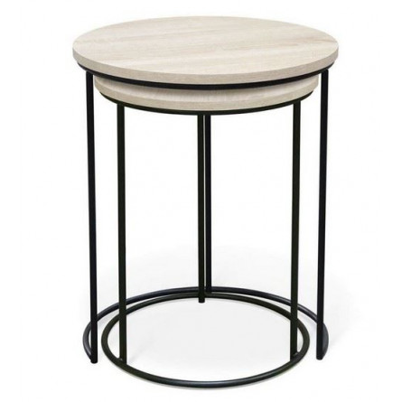 Стол журнальный СТ 7-SHT (ЛДСП/металл, дуб беленый/черный муар)