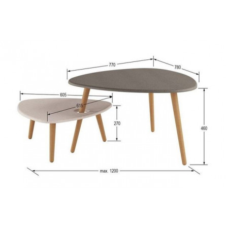 Стол журнальный "Стилгрей" (Серый лен/бежевый лен)