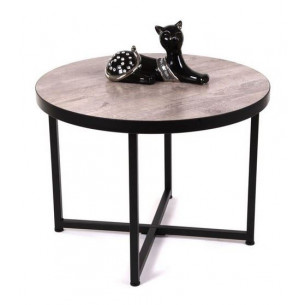 Стол журнальный круглый "Лофт 60" (ЛДСП 32 мм /Боб пайн/ кромка чёрная)