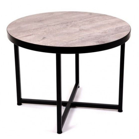 Стол журнальный круглый "Лофт 60" (ЛДСП 32 мм /Боб пайн/ кромка чёрная)