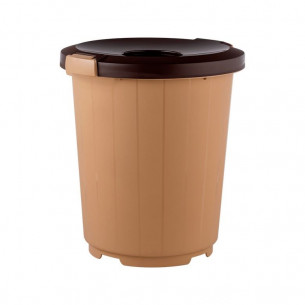 Бак круглый с крышкой-воронкой 105л. (бежевый, коричн.крышка) арт.3732-МТ003