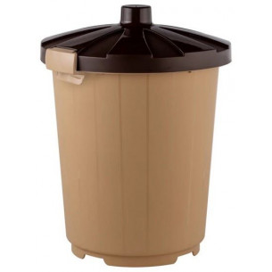 Бак круглый с крышкой 105л. (бежевый, коричн.крышка) арт.3733-МТ002
