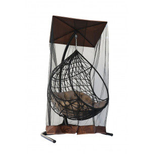 Кресло подвесное Фелиса с крышей арт.7021 цв.корзины коричневый, цв.подушки бежевый "Garden story"