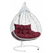 Кресло подвесное двойное Феникс арт.CN29230-МТB цв.корзины белый, цв.подушки бордовый "Garden story"